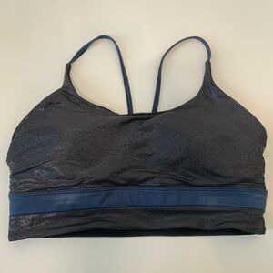 Zyia Active Womens Medium Sports Bra Metallic Blue Light N Tight Strappy Racerba